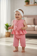 Conjunto Peplum Soñado en Rosa Bebé